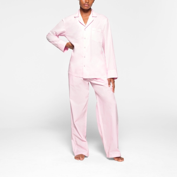 NWT SKIMS COTTON POPLIN SLEEP PANTS IN BABY PINK - Picture 5 of 9